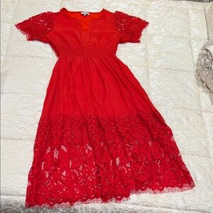 Elegant Red Lace Dress